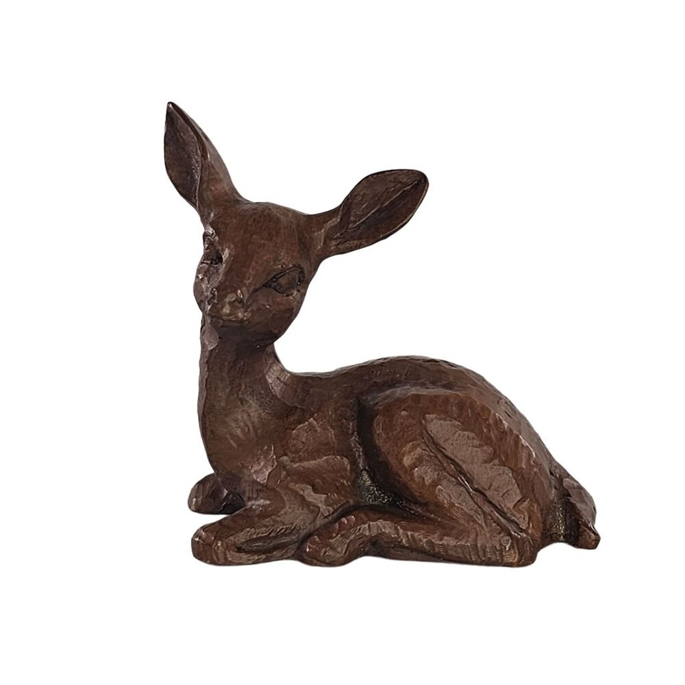 Vintage Red Mill Mfg Pecan Carved Resin Deer Fawn Doe Figurine